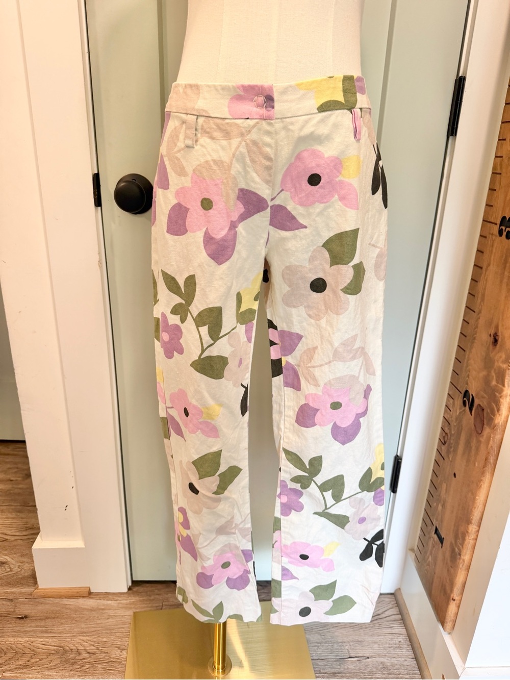 United Colors of Benetton Linen Floral Pants 4 Natural Fibers Kitsch